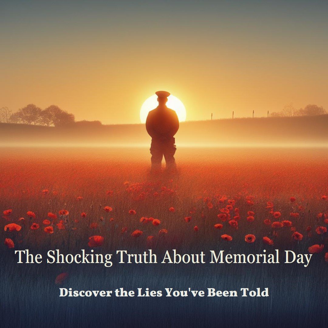 Photo by Capitalist Money on June 16, 2024. May be an image of A lone soldier stands amidst a field of poppies at sunset, his silhouette a poignant reminder of the sacrifices made for our freedom. This Memorial Day, honor the memory of our fallen heroes. The image may contain text such as 'The Shocking Truth About Memorial Day', 'Discover the Lies You've Been Told'.