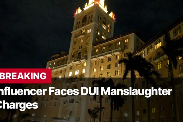 Photo by Capitalist Money on September 12, 2024. May be an image of A photo of a tall building with palm trees in front of it. The building is lit up and the windows are all glowing. The text "BREAKING Influencer Faces DUI Manslaughter Charges" is overlaid on the image. The image may contain text such as 'BREAKING', 'Influencer Faces DUI Manslaughter', 'Charges'.