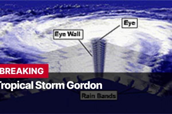 Photo by Capitalist Money on September 14, 2024. May be an image of A satellite image of Tropical Storm Gordon, showing the eye of the storm, the eye wall, and rain bands. The image may contain text such as 'BREAKING Tropical Storm Gordon Eye Wall Eye Rain Bands'.