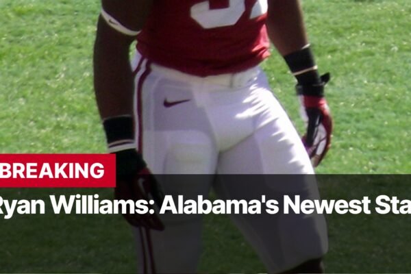 Photo by Capitalist Money on September 15, 2024. May be an image of A football player in a white and red uniform stands on a green field. The text "BREAKING Ryan Williams: Alabama's Newest Star" is at the bottom of the image. The image may contain text such as 'BREAKING', 'Ryan Williams: Alabama's Newest Star'.