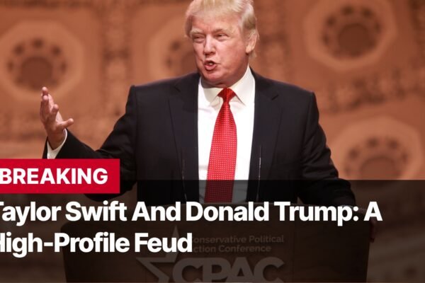 Photo by Capitalist Money on September 16, 2024. May be an image of Donald Trump speaks at a podium in front of a large crowd, gesturing with his right hand. The text "BREAKING" is superimposed on the image. The text "Taylor Swift And Donald Trump: A High-Profile Feud" is also superimposed on the image. The image may contain text such as 'BREAKING', 'Taylor Swift And Donald Trump: A High-Profile Feud', 'Conservative Political Action Conference', 'CPAC'.