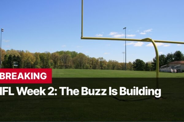 Photo by Capitalist Money on September 16, 2024. May be an image of A football field with a goal post and a green grass field, against a blue sky background. There are trees in the background. The image may contain text such as 'BREAKING', 'NFL Week 2: The Buzz Is Building'.