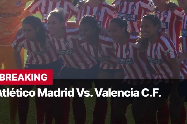 Photo by Capitalist Money on September 17, 2024. May be an image of A group of female soccer players, all wearing red and white striped jerseys with the team logo, huddle together after a game with smiles on their faces. The team is Atletico Madrid. The image may contain text such as 'BREAKING Atlético Madrid Vs. Valencia C.F.'.