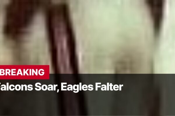 Photo by Capitalist Money on September 17, 2024. May be an image of A news headline with a red bar on top reads "BREAKING" and below that in white text it reads "Falcons Soar, Eagles Falter." The image may contain text such as 'BREAKING', 'Falcons Soar, Eagles Falter'.