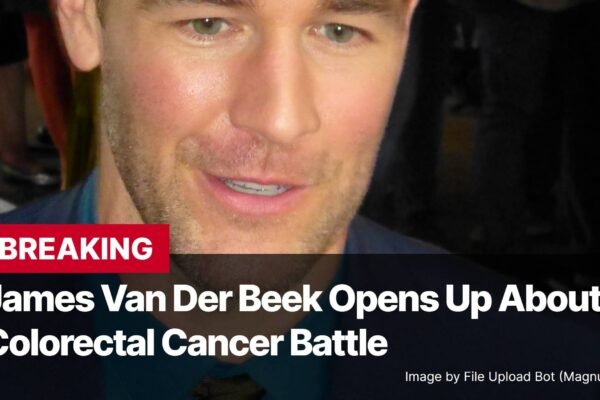 Photo by Capitalist Money on November 04, 2024. May be an image of A close-up photo of James Van Der Beek, who is looking at the camera and smiling. The photo has a red banner at the top that says "BREAKING" and "James Van Der Beek Opens Up About Colorectal Cancer Battle". The image may contain text such as 'BREAKING', 'James Van Der Beek Opens Up About', 'Colorectal Cancer Battle', 'Image by File Upload Bot (Magnus Manske)'.