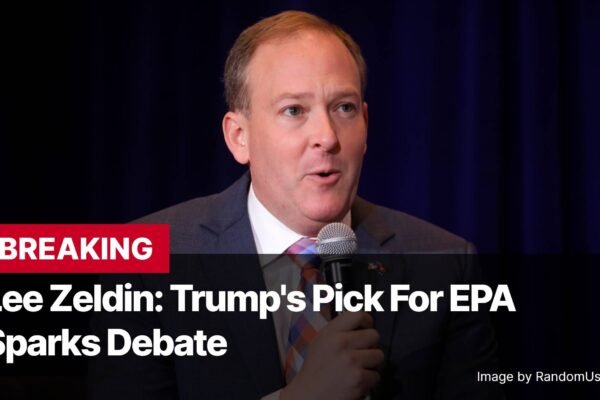 Photo by Capitalist Money on November 12, 2024. May be an image of Lee Zeldin, Trump's pick for the EPA, is pictured speaking at a press conference. He is wearing a suit and tie, and has a microphone in front of him. The image may contain text such as 'BREAKING Lee Zeldin: Trump's Pick For EPA Sparks Debate Image by RandomUserGuy1738'.