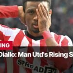 Photo by Capitalist Money on December 16, 2024. May be an image of Amad Diallo, the rising star of Manchester United, is pictured in a red and white striped jersey, his hand covering one eye. The image conveys a sense of contemplation or perhaps disappointment. The image may contain text such as 'BREAKING Amad Diallo: Man Utd's Rising Star Image by PhongDuckk'.